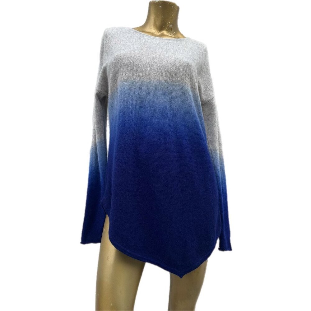 Bloomingdale’s C Cashmere Grey-Blue Ombré 100% Cashmere Sweater Tunic L